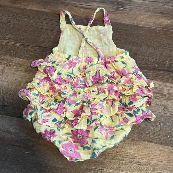 ANGEL DEAR BUBBLE ROMPER MUSLIN FLORAL YELLOW 12-18 MONTHS - Picture 2 of 3